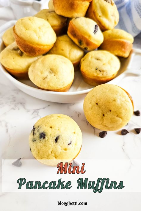 Mini Muffin Pancakes, Pancake Muffins Recipe, Homemade Pancake Batter, Muffin Pancakes, Mini Pancake Muffins, Chocolate Peanut Butter Muffins, Easy Homemade Pancakes, Peanut Butter Muffins, Family Breakfast Recipes