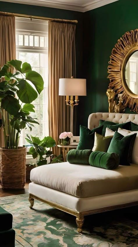 Paint Color Trends, British Colonial Decor, Living Room Green, Green Rooms, Decoration Inspiration, Madly In Love, Front Room, Benjamin Moore, Beautiful Interiors