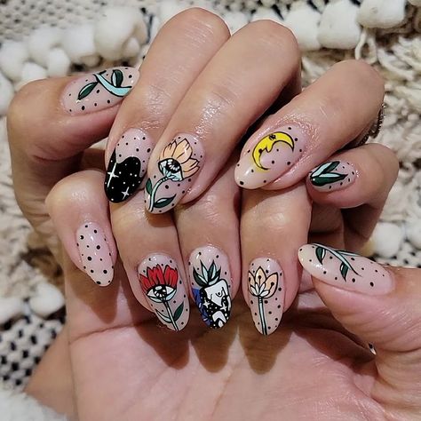 Trippy Nails, Summertime Nails, Rock Nails, Witchy Nails, Anime Nails, Cute Nail Art Designs, Painted Nail Art, Nail Essentials, Cute Nail Art