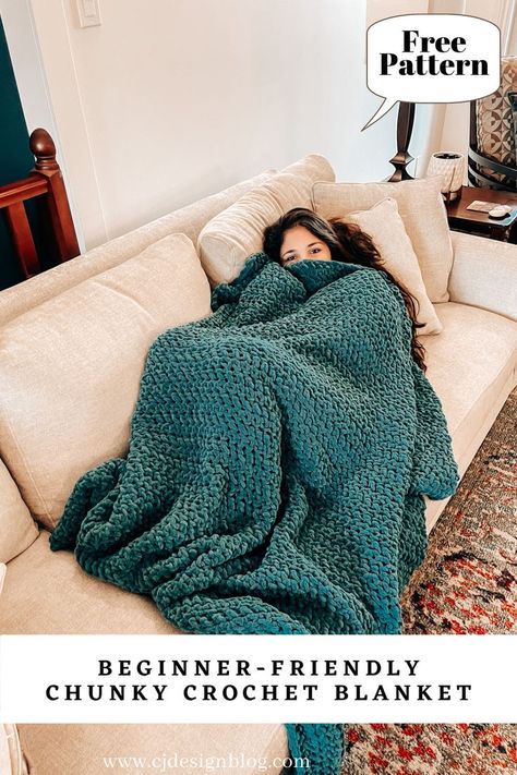 Chunky Blanket Pattern, Modern Haken, Chunky Yarn Crochet, Crochet Blanket Diy, Chunky Crochet Blanket Pattern, Modern Crochet Blanket, Crochet Throw Pattern, Chunky Crochet Blanket, Crochet Blanket Pattern Easy