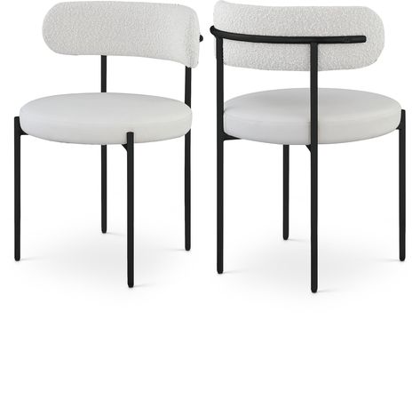 PRICES MAY VARY. Overall Product Dimensions: 22" W x 21" D x 30" H Soft Cream Faux Leather Seat Rich Cream Boucle Back Matte Black Finish Iron Metal Frame Black Round Dining Table, Modern Contemporary Dining, Fabric Dining Chair, Gray Dining Chairs, Black Dining Chairs, Faux Leather Dining Chairs, High Chairs, Rattan Dining Chairs, Pacific Nw