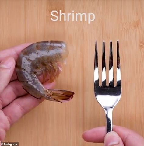 This trick allows home cooks to prepare shrimp and prawns using nothing but a fork... How To Clean Shrimp, Devein Shrimp, How To Peel Shrimp, How To Devein Shrimp, The Genius, Fish Scales, Food Crafts, Diy Life Hacks, Cooking Kitchen