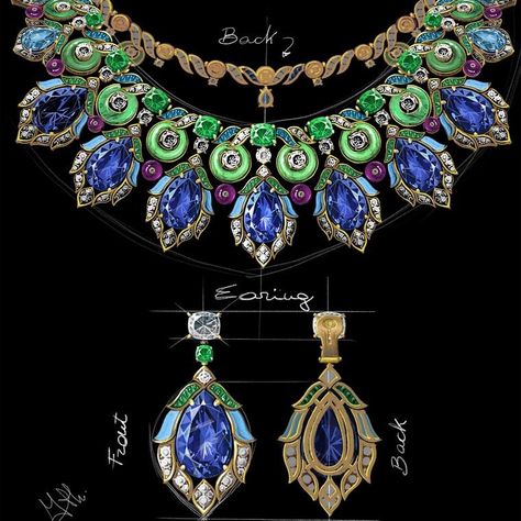 Review of Bulgari Barocko high jewellery 2020 | The Jewellery Editor Baroque Period, Jewelry Rendering, Bijoux Art Nouveau, Bvlgari Jewelry, Peacock Necklace, Jewellery Design Sketches, Art Jewelry Design, Jewelry Illustration, Jewelry Design Drawing