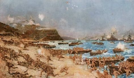 Gallipoli - The first day Gallipoli Campaign, Artwork Collection, The Great, Cs Lewis, English Artists, Anzac Day, Military Art, Historical Events, Military History