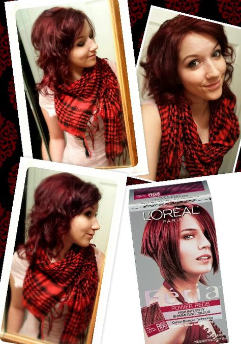 I thought I'd give a better picture to show my hair color results. My favorite dye is Feria Power Reds R68 Ruby Rush. It looks amazing! My favorite boxed red. Box Red Hair Dye, Red Box Dye, Red Hair Mermaid, Feria Hair Color, Vidal Sassoon Hair Color, Red Hair Dye, Box Dye, Dyed Red Hair, Red Hair Don't Care