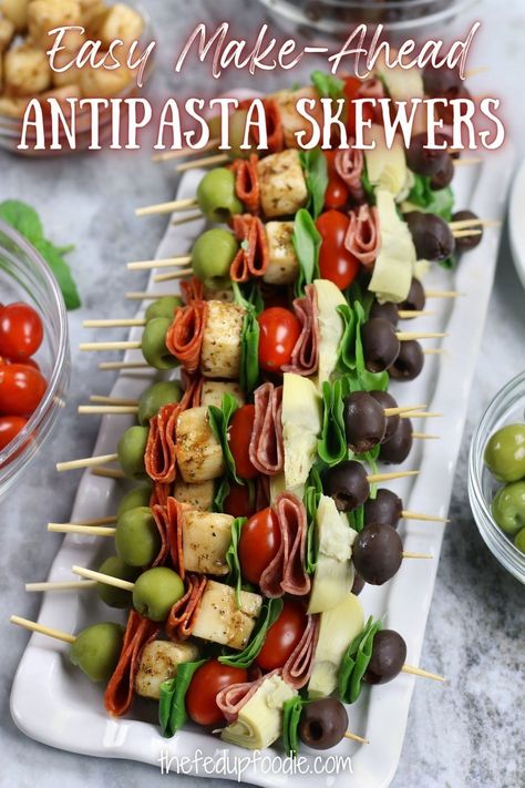 These easy Antipasta Skewers are a delicious cold make-ahead appetizer that are always a crowd pleaser. Perfect for the holidays, summer parties or watching Super Bowl. Included are secrets for the tastiest and most affordable way to make an appetizer on a stick. #AntipastoSkewers #AntipastaSkewer #AntipastoSkewersAppetizers #SuperEasyAppetizers #ColdAppetizersForPartyMakeAhead #AppetizersOnAStick #ToothpickAppetizersEasyCold Tooth Pick Appetizers, One Bite Appetizers Make Ahead, Charcuterie On A Stick, Room Temperature Appetizers For A Crowd, Appetizer On A Stick, Meat And Cheese Skewers, Appetizers On A Stick, Outdoor Party Appetizers, Arkansas Vacation