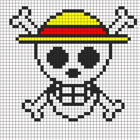 Pixel Art Manga, Grille Pixel Art, Pixel Art Minecraft, One Piece Logo, Graph Crochet, Art Perle, Fuse Bead Patterns, Easy Pixel Art, Pixel Art Templates