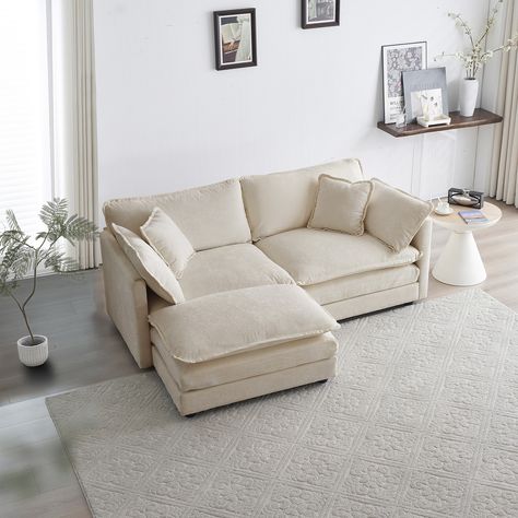 Love seat sofa, 2 seater L shaped sectional sofa with footstool, love seat sofa for small space living - Bed Bath & Beyond - 40698796 Small L Shape Sofa, L Shaped Sectional Sofa, L Shaped Sectional, Cloud Couch, Small Couch, Couch With Ottoman, Sofas For Small Spaces, Small Sofa, L Shaped Sofa