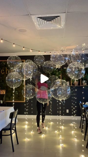 Balloon Decorations and Event Rentals Palm Beach on Instagram: "Perfect party decor for those who want balloon decorations but don’t like balloons🎈  A full tutorial with links available in the subscription section! Cancel any time👍  #balloons #ledballoons #birthdayparty" Led Balloon Backdrop, Balloon Decoration Wedding, 50 Year Birthday Party Ideas Women, 50 Years Birthday Decoration, Clear Balloons With Lights, Clear Balloon Ideas, 50th Birthday Decor Ideas For Women, 50 Birthday Party Ideas For Women, 60th Wedding Anniversary Party