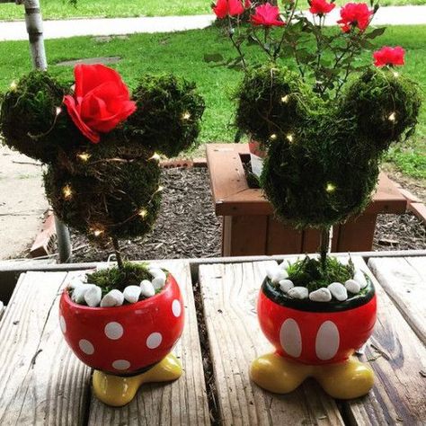 30+ Adorable Disney Themed Garden Ideas for a Whimsical Yard | HubPages Disney Outdoor Decor, Porch Update, Playhouse Decor, Disney Decor Diy, Mouse Ornaments, Whimsical Yard, Mickey Mouse House, Mickey Decorations, Disney Princess Theme