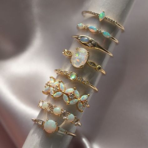 Check out our beautiful collection of enchanting opal birthstone jewelry, including opal birthstone rings, necklaces, earrings and more. Enjoy the iridescent glow of this unique gemstone. Gold Opal Rings, Unique Opal Ring, Ethereal Jewelry, Unique Opal, Opal Birthstone, Gold And Silver Jewelry, Opal Ring Gold, Opal Bracelet, Fantasy Jewelry