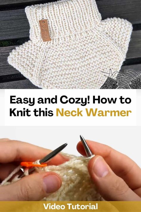 Easy and Cozy! How to Knit this Neck Warmer Knit Neck Warmer Pattern Free, Neck Warmer Knitting Pattern, Knitted Neck Warmer, Knit Neck Warmer, Childrens Scarf, Diy Knit Blanket, Kids Knitting, Toddler Patterns, Kids Knitting Patterns