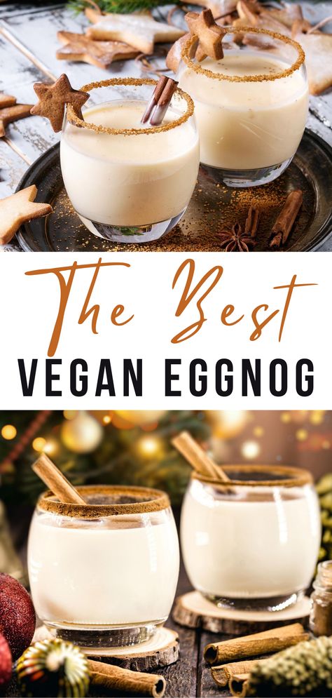 5-Minute Vegan Eggnog Recipe I homemade vegan eggnog I best vegan drinks I delicious holiday drinks recipe I festive vegan recipes I how to make vegan eggnog at home I tips for making eggnong at home I nut-free eggnog recipe I easy eggnog recipe I quick vegan eggnog recipe #veganrecipe #vegandrinks #eggnog Easy Eggnog Recipe, Eggnog Rezept, Vegan Eggnog Recipe, Dairy Free Egg Nog, Eggnog Recipe Homemade, Vegan Eggnog, Holiday Eggnog, Easy Eggnog, Drinks Recipe