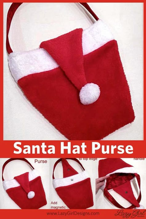 Gifts To Sew For Kids, Easy Gifts To Sew, Holiday Sewing Projects, Diy Candy Cane, Sew Gifts, Lazy Girl Designs, Christmas Purse, Holiday Handbag, Gifts To Sew