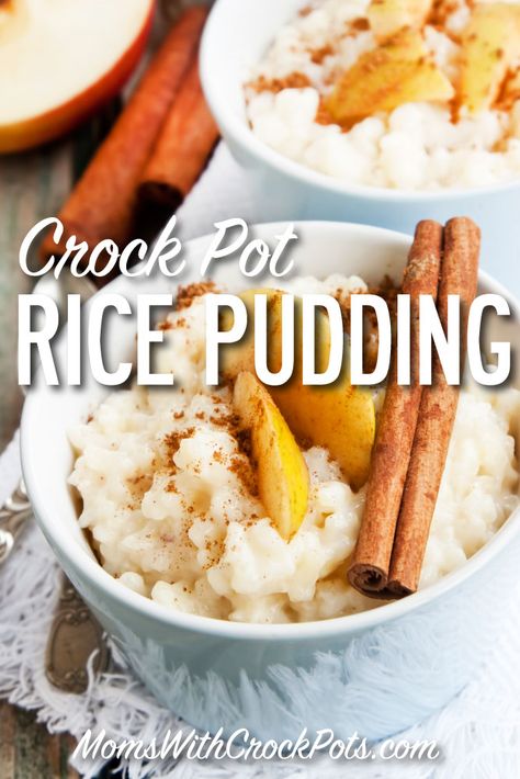 This is a classic delicious dessert. This Crock Pot Rice Pudding recipe makes it that much easier to enjoy! Top it with some apples or cinnamon to spice it up! This even makes a great crockpot breakfast Crock Pot Rice Pudding, Crockpot Rice Pudding, Crock Pot Rice, Crockpot Rice, Rice In Crockpot, Rice Pudding Recipes, Crock Pot Food, Rice Pudding Recipe, Crock Pot Desserts