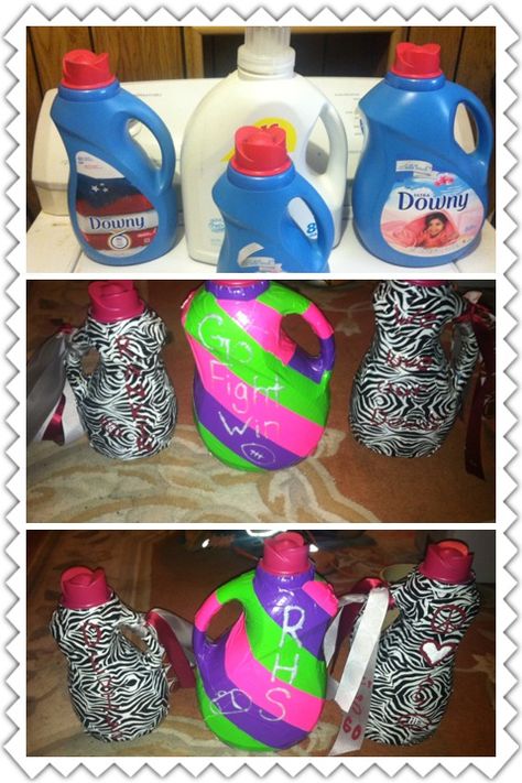 Recycled laundry bottles to make spirit shakers (just add things in the bottle that make noise)!!! Pep Rally Noise Makers, Noise Makers Diy Football, Football Noise Makers, Laundry Bottles, School Spirit Ideas Pep Rally, Football Fundraiser, Cheer Spirit, Football Diy, Dance Mom Shirts