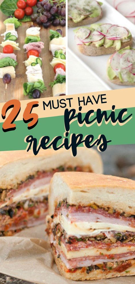 Summertime is built for picnics and these 25 Must Have Picnic Recipes will become your new picnic favorites! You can find some easy snack ideas for picnics or even some picnic finger foods. Save this pin for amazing picnic food suggestions! Sandwiches For A Picnic, Fancy Picnic Food, Elopement Food, Picnic Food Ideas For Two, Best Picnic Food Ideas, Easy Picnic Food Ideas, Spring Eats, Picnic Finger Foods, Best Picnic Food