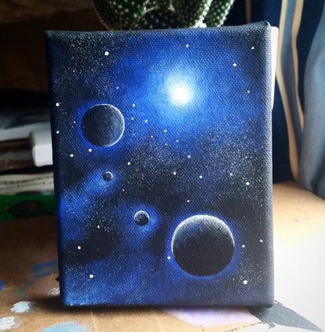 Four worlds. Acrylic painting on canvas of 4 x 5 ". > Interested in a personalized painting? Just ... Space Painting Acrylic, Galaxy Painting Acrylic, Art Galaxie, Art Mini Toile, Planet Painting, Art Spatial, Night Sky Painting, Space Painting, Spray Paint Art