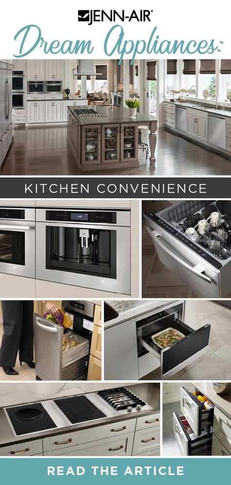 Make a good kitchen great with the help of Jenn-Air appliances. Jenn-Air appliances are the ultimate in kitchen convenience! Jen Air Appliances, Jenaire Appliances, Modern Dressing Room, Jenn Air Appliances, Diy Kitchen Storage, Cottage Kitchens, Cozy Kitchen, House Things, Diy Cabinets