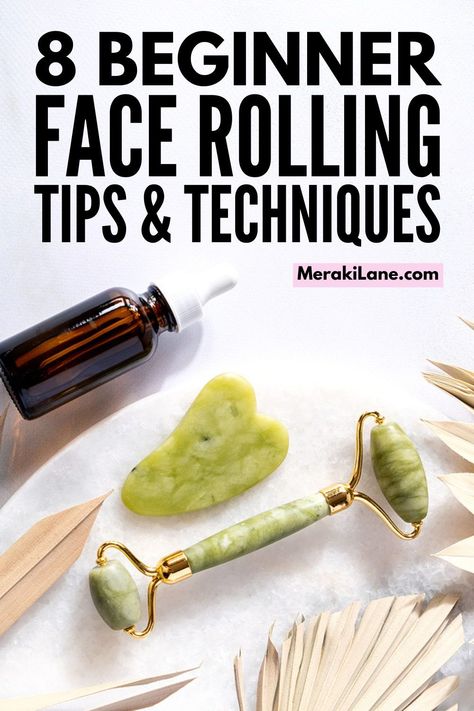 When To Use Jade Roller On Face, Using A Jade Face Roller, Where To Use A Jade Roller, Quartz Face Roller How To Use, Face Tools Skin Care Anti Aging, Jade Face Roller Routine, How To Jade Roll Your Face, Facial Massage With Roller, Stone Roller For Face