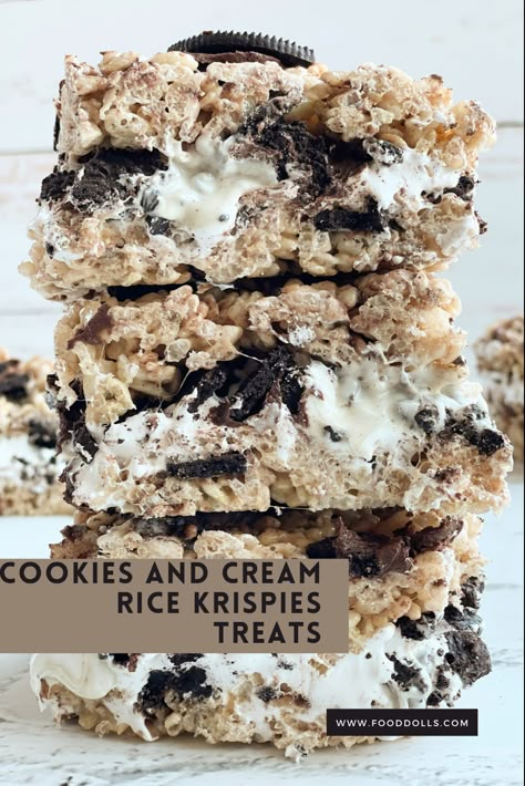 Ooey Gooey Cookies, Oreo Rice Crispy Treats, Oreo Rice Krispie Treats, Oreo Rice, Homemade Rice Krispies Treats, Krispie Treats Recipe, Gooey Cookies, Rice Krispies Treats, Krispies Treats