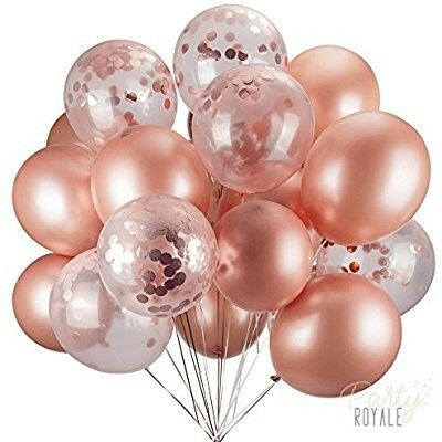 How To Make Confetti, Rose Gold Party Decor, Deco Ballon, Rose Gold Ribbon, Ballon Party, Bridal Shower Balloons, White Confetti, Gold Confetti Balloons, Rose Gold Confetti