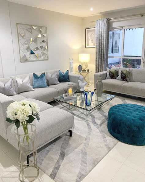 Modern Glam Living Room, Classy Rooms, Apartment Decorating Living, Blue Living Room Decor, Glam Living, Living Room Decor Gray, Glam Bedroom, Glam Living Room, Room Cozy