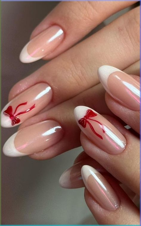 Bow Nail Designs, Kutek Disney, Bow Nail Art, Nagel Tips, Girly Acrylic Nails, Xmas Nails, Minimalist Nails, Pretty Acrylic Nails, Christmas Nail