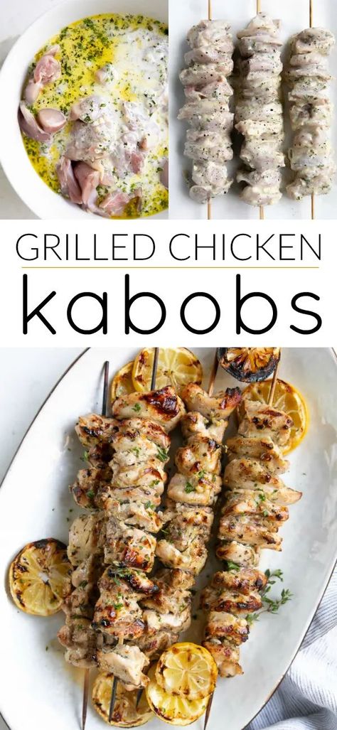 Chicken Kabob Marinade, Chicken Shish Kabobs, Shishkabobs Recipe, Greek Chicken Kabobs, Shish Kabob, Grilled Chicken Kabobs, Thick Yogurt, Shish Kabobs, Shish Kebab