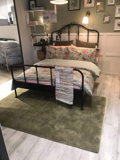 Room Ideas Aesthetic Metal Bed, Metal Bed Frame Aesthetic, Sagstua Bed Ideas, Metal Bedframe Aesthetic, Ikea Sagstua Bed, Ikea Metal Bed Frame, Ikea Metal Bed, Ikea Bed, Simple Room