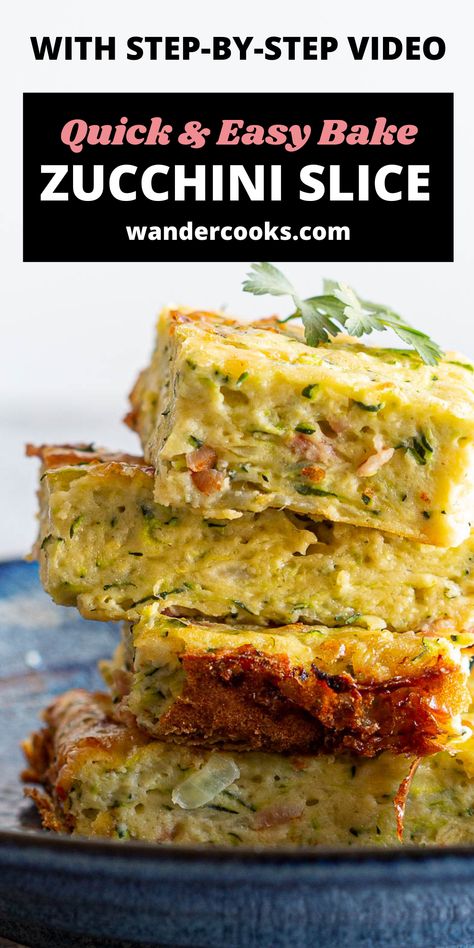 This is the BEST Zucchini Slice recipe, perfect for dinner, lunch, picnics and parties – you name it! Easy staple ingredients, quick prep time, and a great way to use up leftovers. Savory Slices Recipes, Picnic Food Ideas Recipes, Veggie Slice Recipes, Savoury Slices Recipes, Baby Marrow Recipe Ideas, Slices Recipes Easy, Different Ways To Make Zucchini, Easy Zucchini Slice Recipes, Recipes Using Zucchini