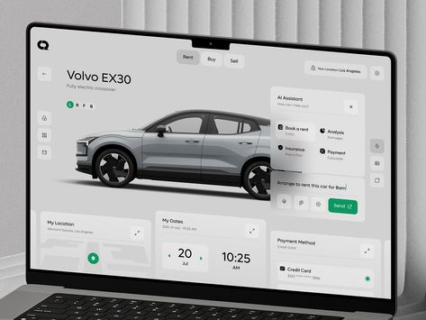 Car Rent AI Assistant Dashboard by Jack R. for RonDesignLab ⭐️ on Dribbble Smart Home Dashboard, Car Rental App, Car App, Car Ui, Ui Design Dashboard, Analytics Dashboard, Game Ui Design, Website Design Layout, Dashboard Design