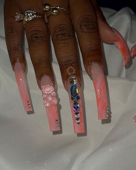 Instagram Nail Designs Purple, Exotic Nail Designs, Water Color Nails, Long Acrylic Nail Designs, Drip Nails, Baddie Nails, Dope Nail Designs, Exotic Nails, Acrylic Nails Coffin Pink