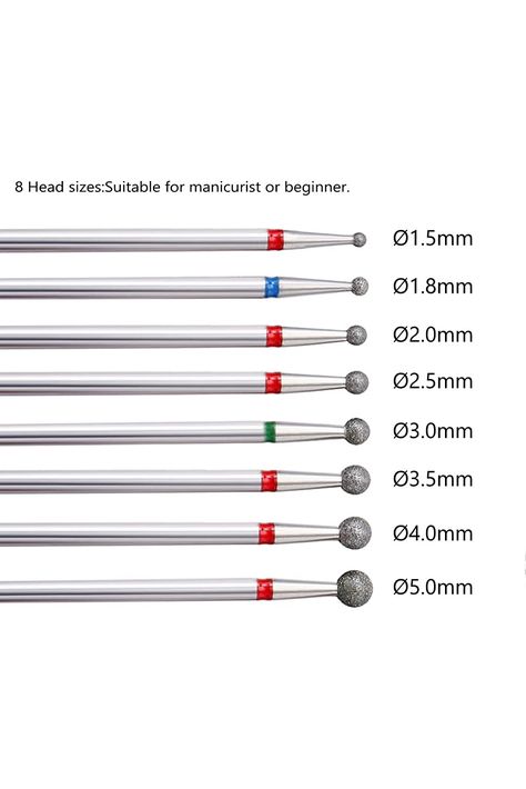 ERUIKA 8Pcs Ball Diamond Drill bits Set, 3/32&#39;&#39; Cuticle Clean Ball Head Nail Bit for Electric Machine, Nail File Gel Polishing Head Acrylic Manicure Pedicure Cuticle Tools(8PCS) Acrylic Nails Tools, Acrylic Manicure, Manicure Pedicure, Nail Tools, Nail File, Drill Bits, Manicure And Pedicure, Fashion Nails, Acrylic Nails