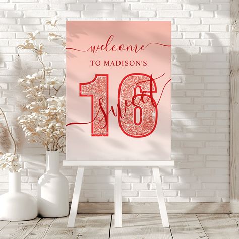 🎉✨ Celebrate in style with this personalized Sweet 16 Glitter Welcome Sign! Perfect for any Sweet 16 birthday celebration, this foam board adds a touch of glam to the party entrance! Available in several colors! Customize it with your own text and make it uniquely yours! 🎀🎂 Get yours now on Zazzle! 💖 Link in bio! . . . . #zazzlemade, #sweet16, #sweet16party, #sweet16decor, #custombirthdaydecor, #birthdaywelcome, #partywelcome, #redglitter, #sweetsixteen, #birthdaybash, #partydecor, #birthday... Birthday Party Essentials, Party Entrance, Sweet 16 Birthday Party, 16 Birthday, Party Essentials, Sweet 16 Parties, 16th Birthday Party, Surprise Party, Sweet 16 Birthday