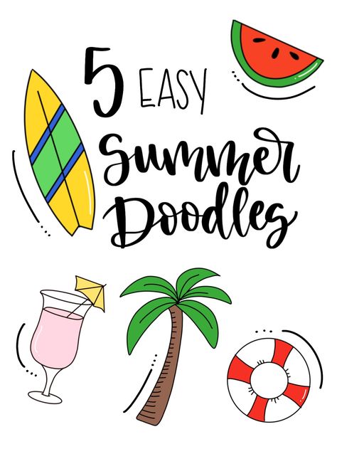 Cute Summer Doodles, Summer Drawings Easy, Summer Doodles, Summer Drawings, Free Printable Planner Stickers, Doodle Lettering, Flower Doodles, Printable Planner Stickers, Planner Girl