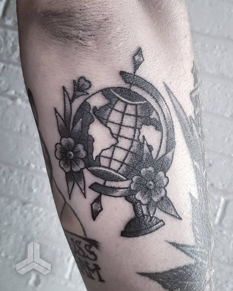 Carson Tully on Instagram: “Small globe gap filler. Great fun!  #tattoo #globe #blackandgreytattoo  #traditionaltattoo” Globe Tattoo, Globe Tattoos, Fun Tattoo, Tattoos Ideas, Old School Tattoo, Tattoo Inspo, Black And Grey Tattoos, Black Tattoos, Future Tattoos