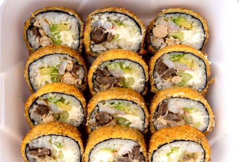 Mexican Sushi, Cream Cheese And Chicken, Boneless Buffalo Wings, Boneless Chicken Wings, Sushi Roll Recipes, Roll Sushi, Opening A Bakery, Breaded Shrimp, Elegant Food