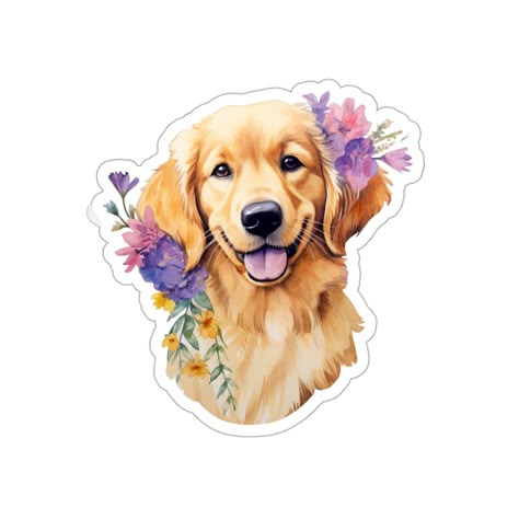 Floral Pups Golden Retriever Puppy Vinyl Sticker Waterproof - Etsy Australia Baking Business, Golden Retriever Puppy, Retriever Puppy, Golden Retrievers, Etsy Australia, Golden Retriever, Sticker Design, Vinyl Sticker, Puppies