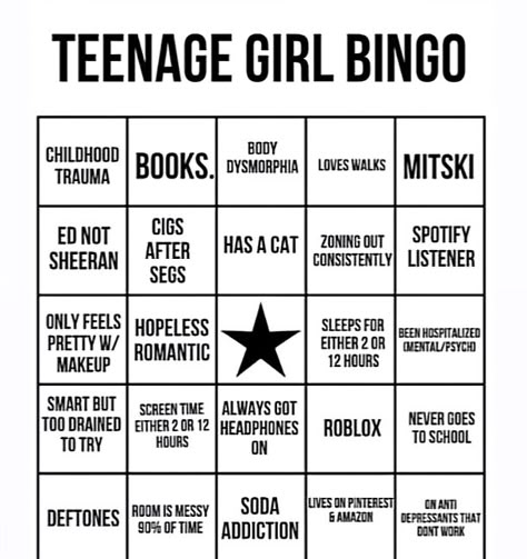 Insecurity Bingo Template, Random Bingo Template, Insecurity Bingo Board, Tiktok Bingo Template, Insecurities Bingo, Extrovert Bingo, Tiktok Templates To Fill Out, Oc Bingo, What To Do With Friends At Home