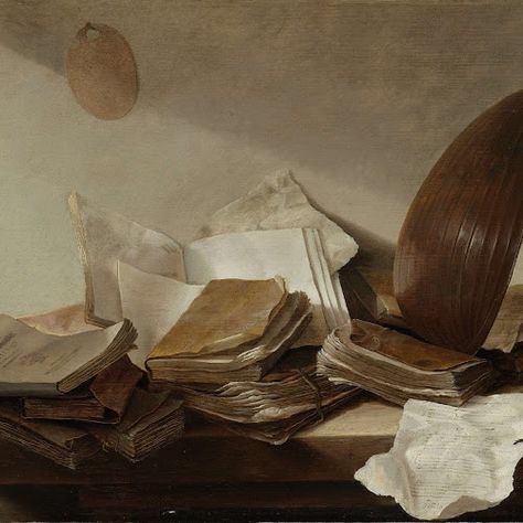 Still Life with Books, Jan Davidsz. de Heem, 1625 - 1630 - Rijksmuseum Still Life With Books, Era Victoria, Still Life Inspiration, Life Nature, Art Still Life, Jean Baptiste, Dark Academia Aesthetic, Still Life Art, Still Lifes