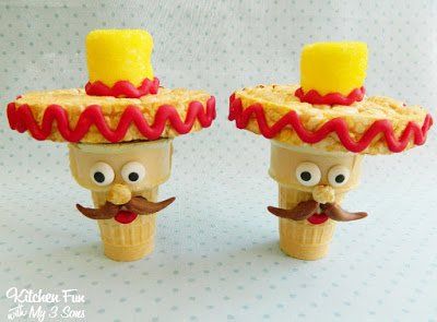 25 Fun Fiesta Foods for Cinco de Mayo | Hungry Happenings Cupcake Cones, Edible Crafts, Kitchen Fun, Food Party, Cute Snacks, Mexican Party, Authentic Mexican, Mexican Food Recipes Authentic, Fun Kids Food