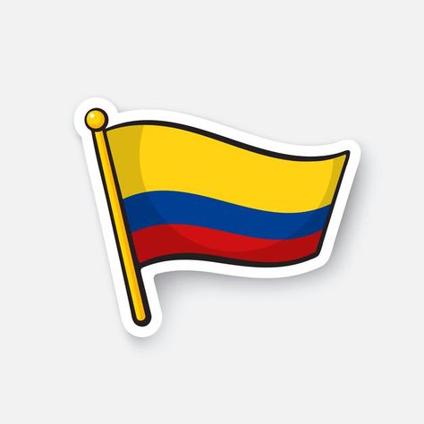 Colombia Independence Day, Location Symbol, 90 Birthday, Colombia Flag, Cartoon Stickers, 90th Birthday, National Flag, Independence Day, Premium Vector