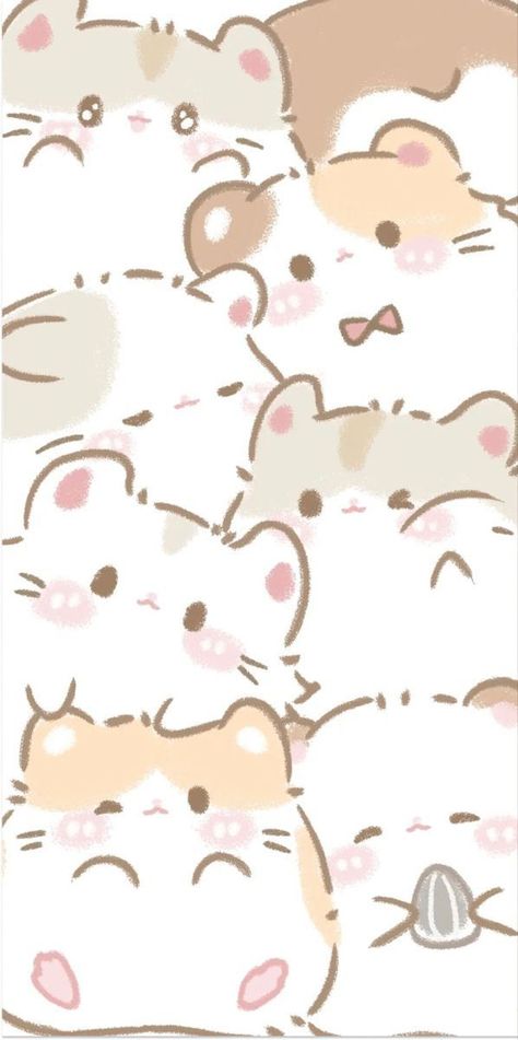 Hamster Wallpaper, I Phone 7 Wallpaper, Kawaii Cat Drawing, Cute Iphone Wallpaper Tumblr, Cute Home Screen Wallpaper, Images Kawaii, Iphone Wallpaper Kawaii, Wallpaper Ipad, Cute Animal Drawings Kawaii