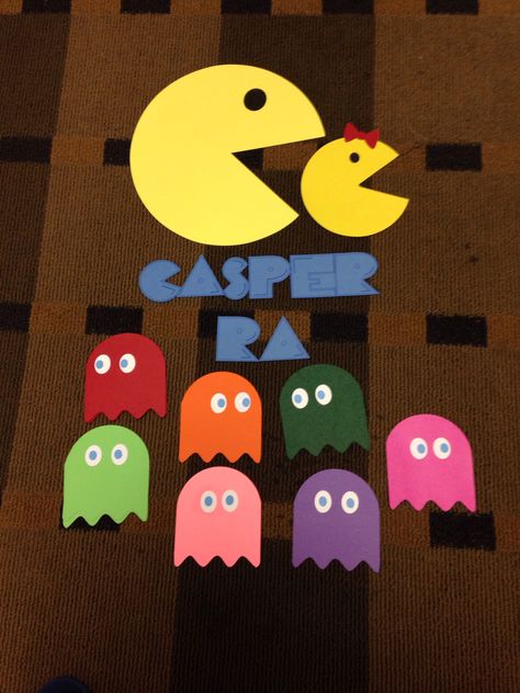 RA door decs, door tags, door decorations, res life, Texas Wesleyan, pacman Ra Door Tags Colleges, Dorm Tags Ra Door Decs, Ra Door Decs Cricut, Easy Door Decs Ra, Cricut Door Decs, Ra Door Tag Ideas, Door Decs College Residence Life, Ra Door Decs College Name Tags, Ra Door Dec Ideas