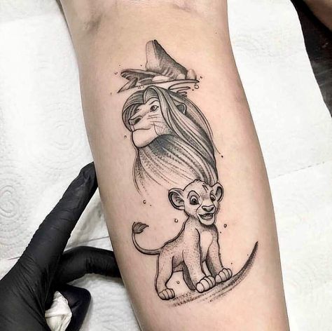 Beautiful - Lion King Disney Tattoos For Men, Simba Tattoo, Disney Sleeve Tattoos, Cute Animal Tattoos, Lion King Tattoo, King Tattoo, Tier Tattoo, King Tattoos, Small Tattoos Simple