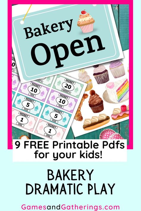 Dramatic Play Printables Free, Bakery Printables, Bakery Dramatic Play, Dramatic Play Centers Preschool, Valentines Bakery, Play Bakery, Play Menu, Pretend Play Printables, Play Printables