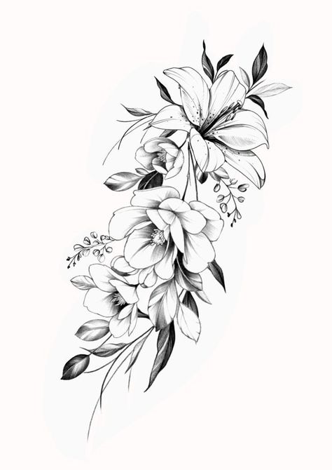 #tattoo, #tattoos, #inked, #tattooart, #tattooedwomen, #tattooedguys, #tattooinspiration, #tattooideas, #tattooworldwide, #tattoosociety, #InkLaughs, and #TattooFails​ Flower And Butterfly Tattoo Sleeve For Women, Black And White Floral Tattoo Shoulder, Floral Collar Bone Tattoo, White Lily Tattoo, Linework Flower Tattoo, Linework Flowers, Tattoo Design Flower, Lilly Flower Tattoo, White Flower Tattoos