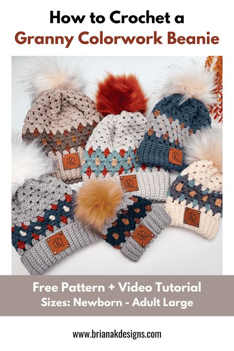 Gemstone Hues Crochet Beanie Pattern Plaid Beanie Crochet Pattern, Heartland Yarn Patterns, Crochet Granny Stitch Hat, Granny Square Beanie Free Pattern, Granny Square Beanie Pattern, Striped Crochet Hat, Crochet Beanie Video, Quick Crochet Beanie, Crochet Hats Free Pattern Easy