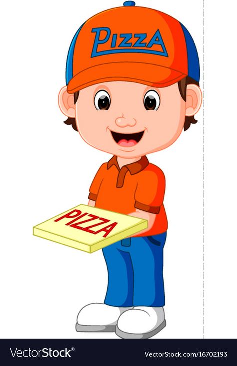 Cartoon Pizza Slice, Pizza Delivery Man, Pizza Delivery Guy, Cartoon Download, Man Cartoon, Family World, Kids Memories, Flashcards For Kids, Pizza Delivery